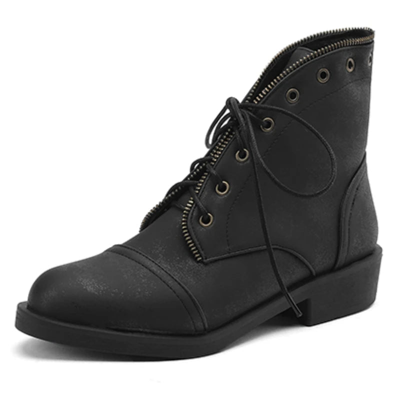 Beatriz Women’s Ankle Boots – Leather Military-Inspired Design Booties