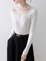 Ember Silver Accent Mesh Knit Blouse