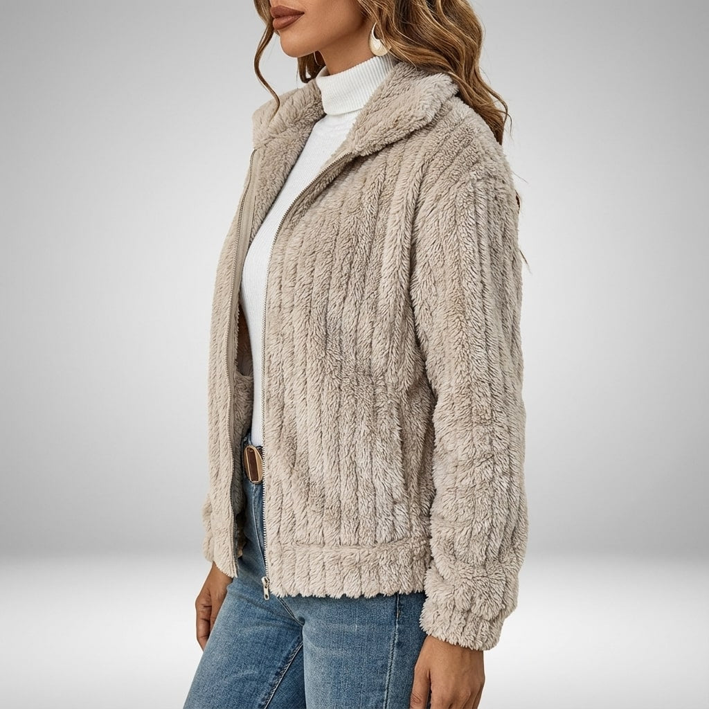 Harlyn Women’s Faux Fur Jacket – Elegant Plush Outerwear for Winter Layering
