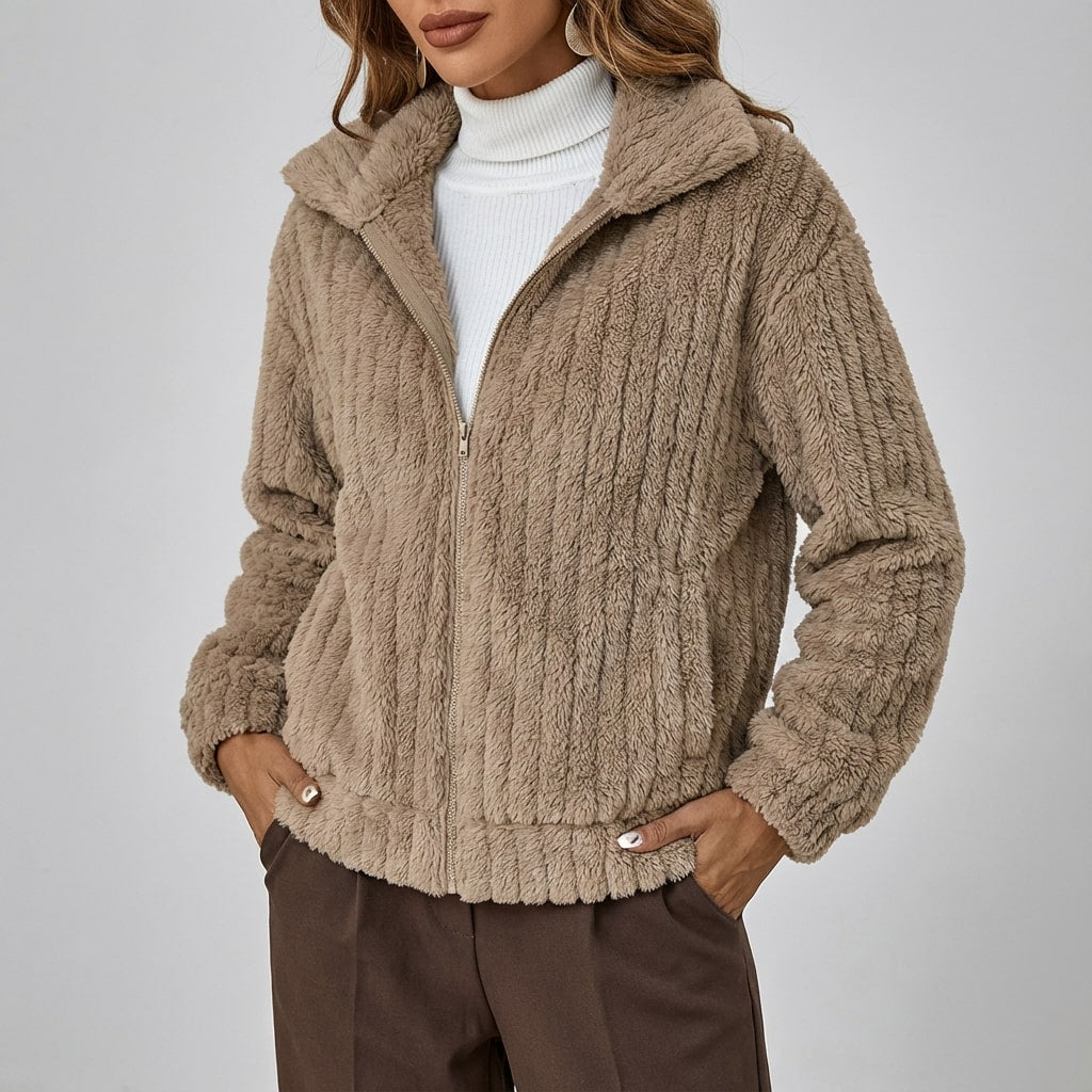 Harlyn Women’s Faux Fur Jacket – Elegant Plush Outerwear for Winter Layering