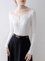 Ember Silver Accent Mesh Knit Blouse