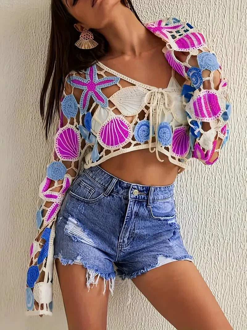 Marina Crochet Beach Cover-Up – Open-Knit Layering Piece for Effortless Resort Style