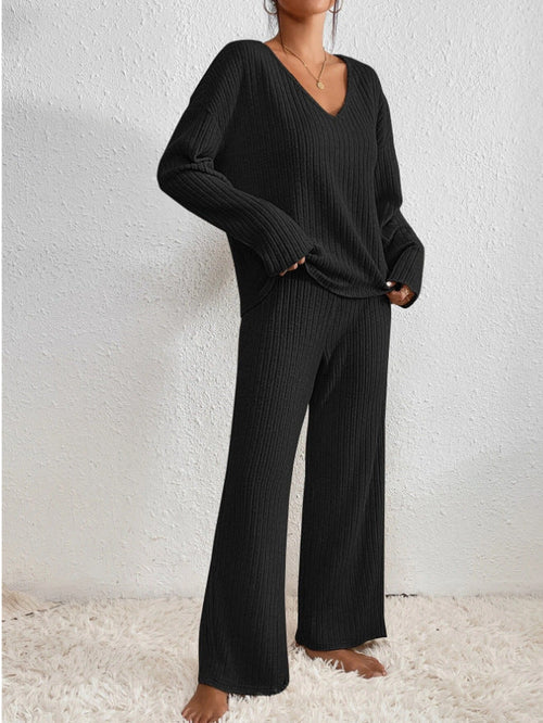 Athena Women's Knit Lounge Set – Soft Coordinated Top & Pants