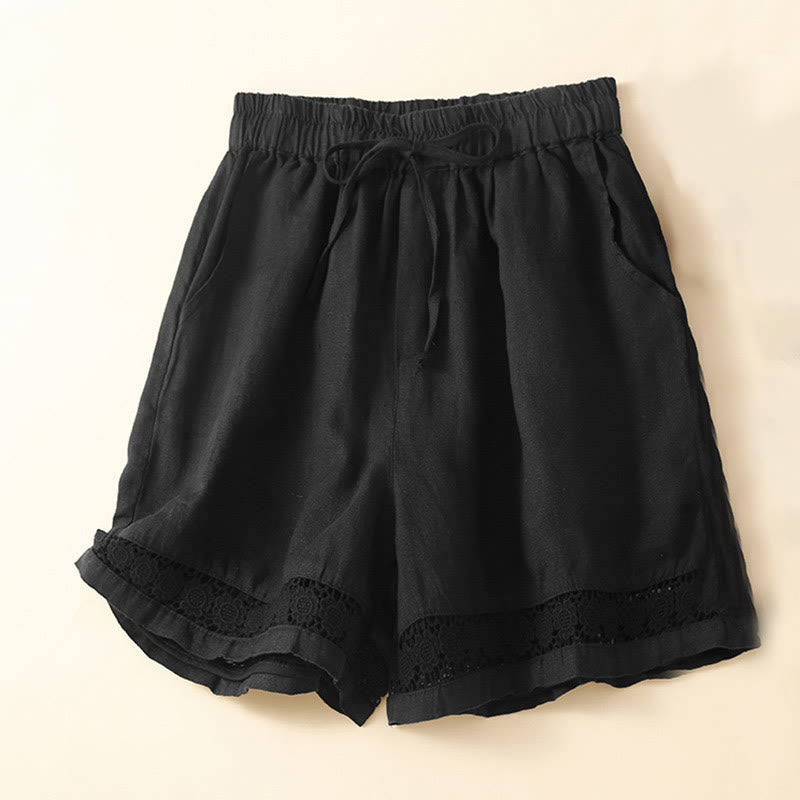 Arlena Lace Trim Cotton Shorts – Soft Casual Summer Lounge Shorts