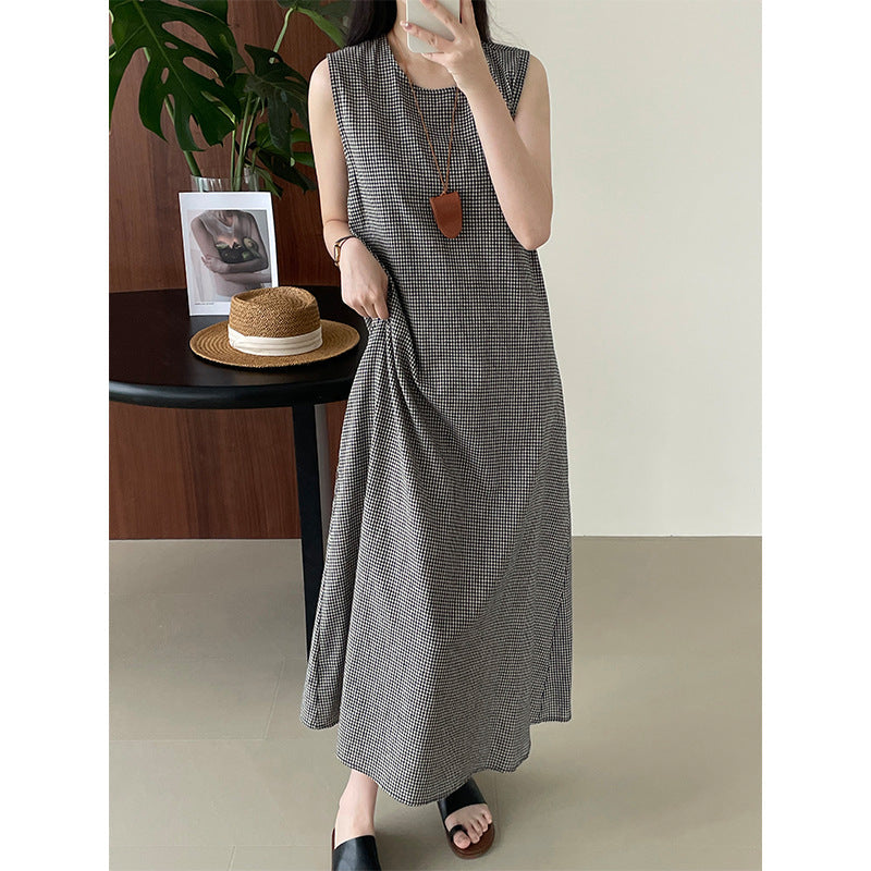 Kai Vintage Button Plaid Dress