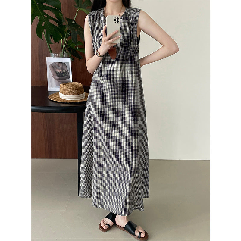 Kai Vintage Button Plaid Dress