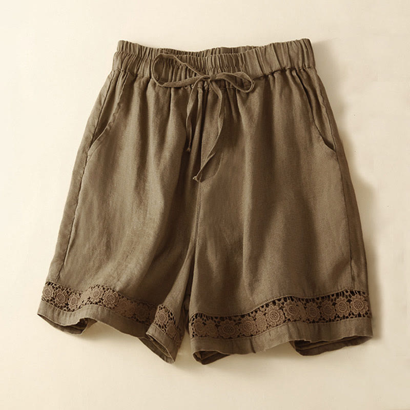 Arlena Lace Trim Cotton Shorts – Soft Casual Summer Lounge Shorts