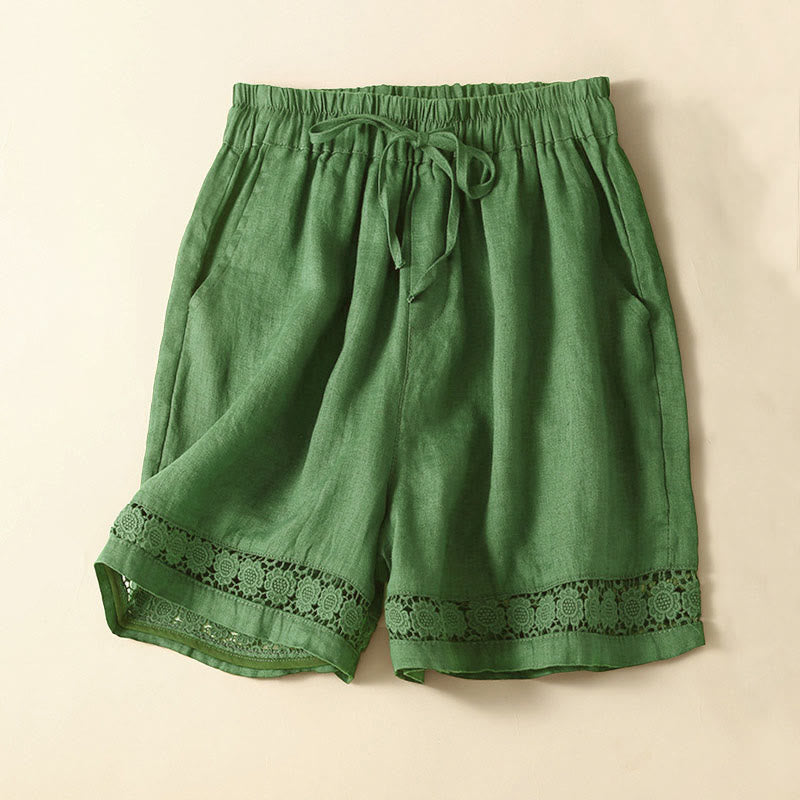 Arlena Lace Trim Cotton Shorts – Soft Casual Summer Lounge Shorts