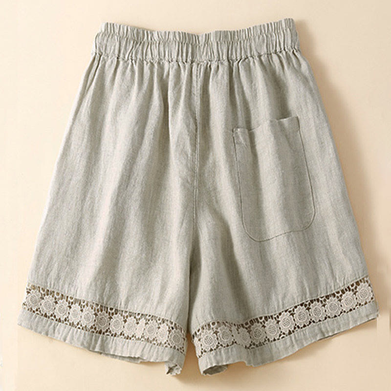 Arlena Lace Trim Cotton Shorts – Soft Casual Summer Lounge Shorts