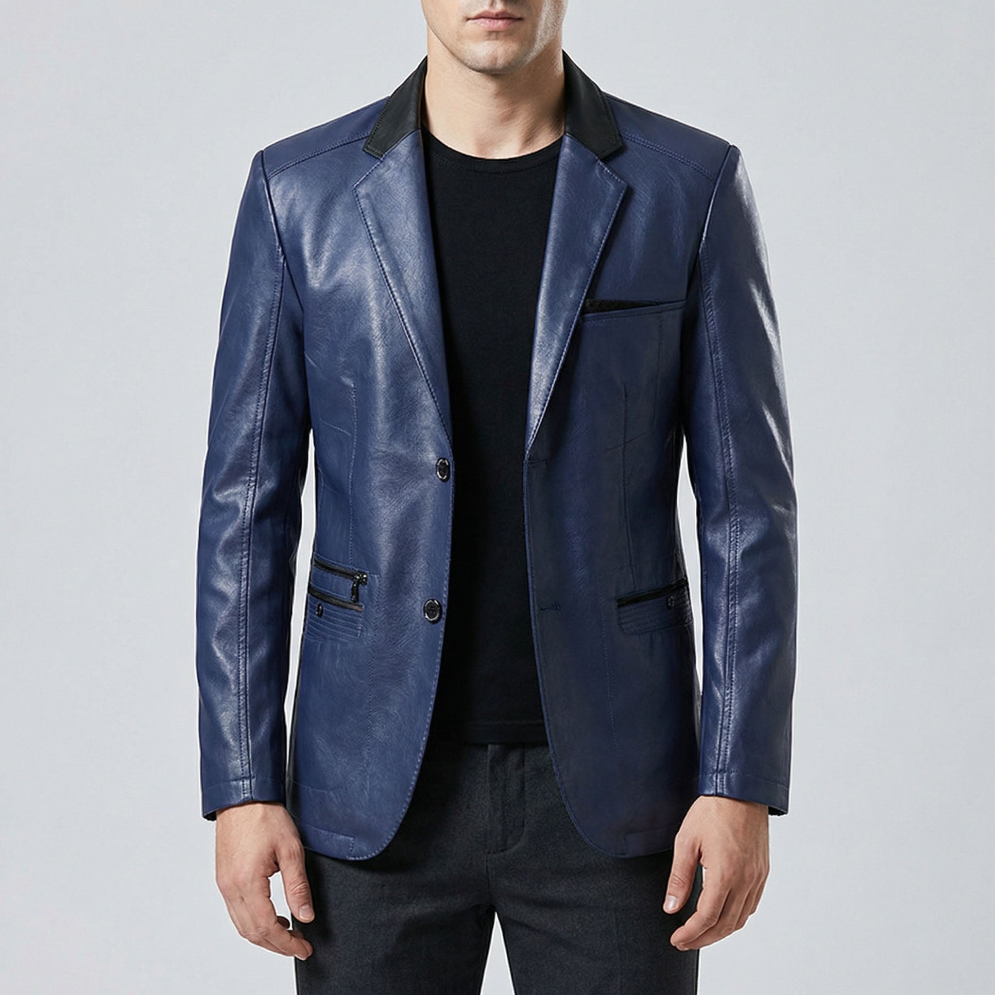 Alessio Genuine Leather Blazer – Premium Soft Structured Casual Jacket