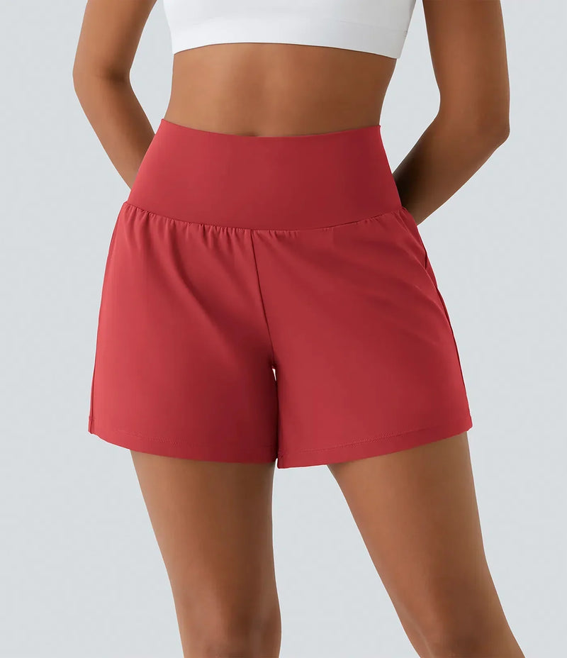 Sienna Performance Pocket Shorts – High-Waist Yoga Shorts with Coverage & Storage