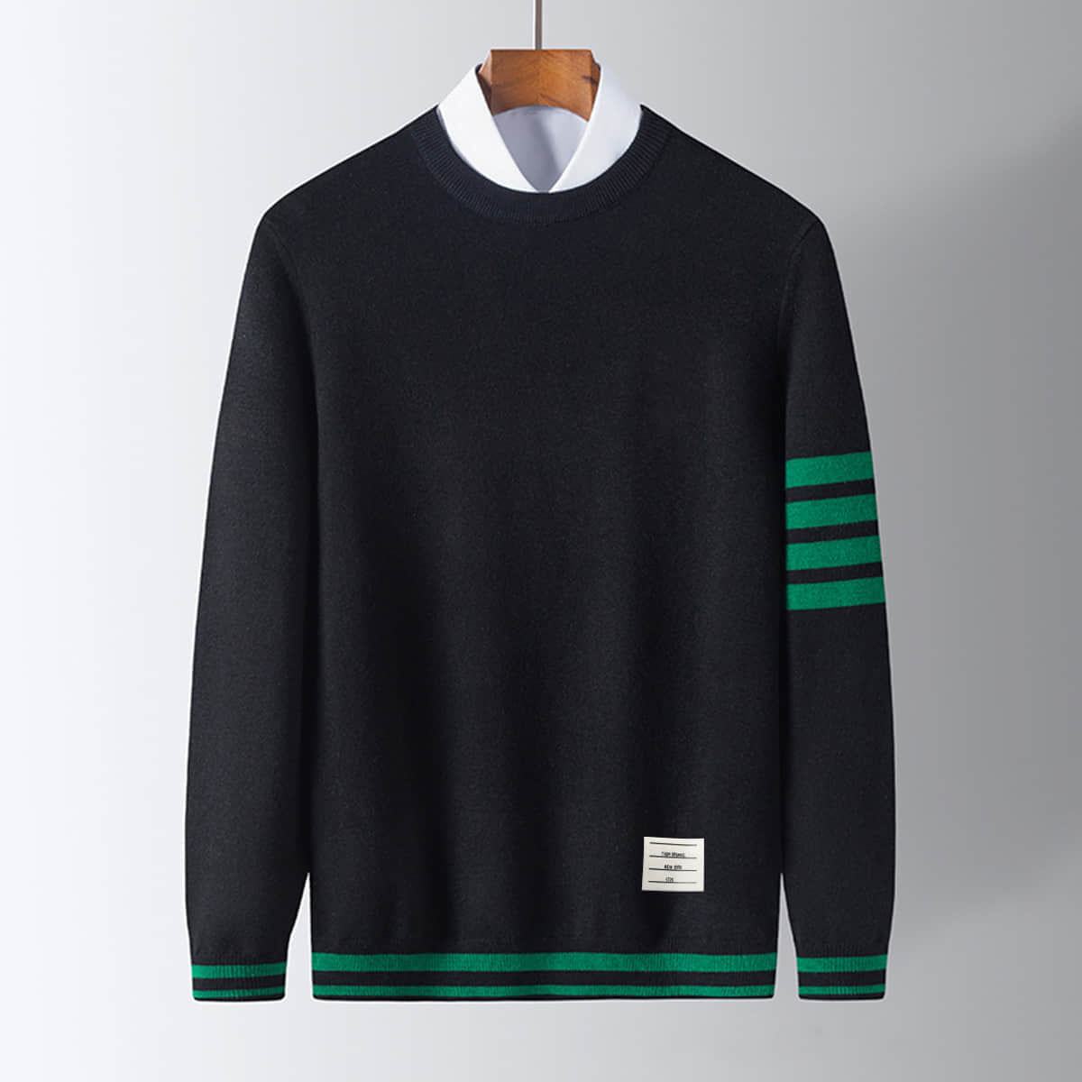Danillo Men’s Sweater – Soft Wool Pullover with Sporty Striped Sleeves