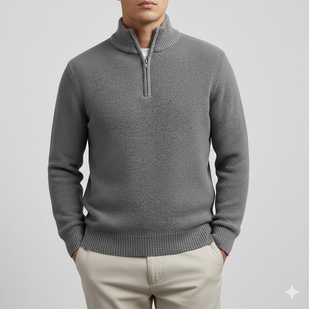 Ashton Men’s Quarter-Zip Sweater – Cotton Knit Pullover for Layered Comfort