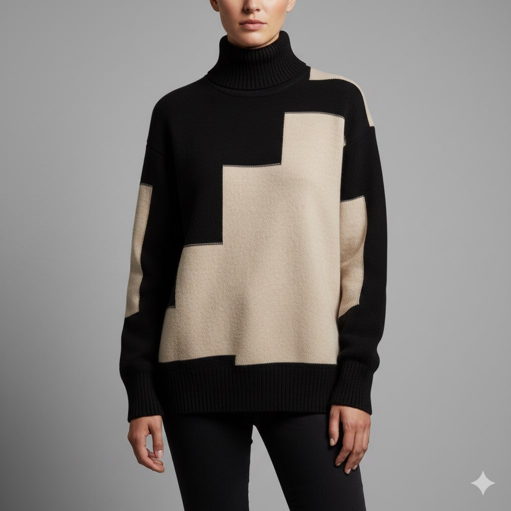 Lovi Women’s Turtleneck Sweater – Soft Knit Pullover with Warm Ribbed Texture