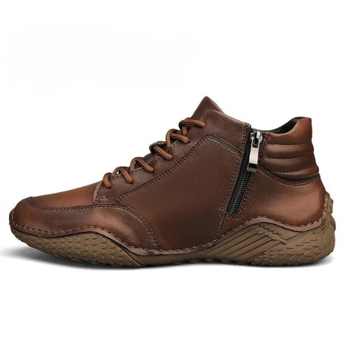 Dantelo Men’s Leather Ankle Boots – Full-Grain Zip-Up Design for Everyday Comfort