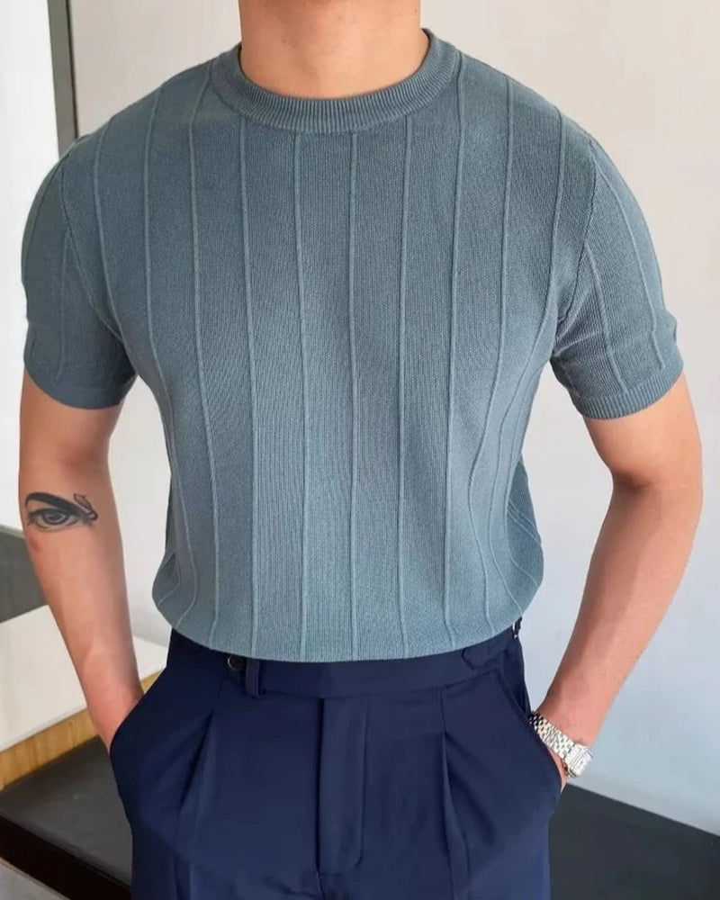 Oscar Textured Ribbed Cotton Tee - Lightweight Comfort for Everyday Styling