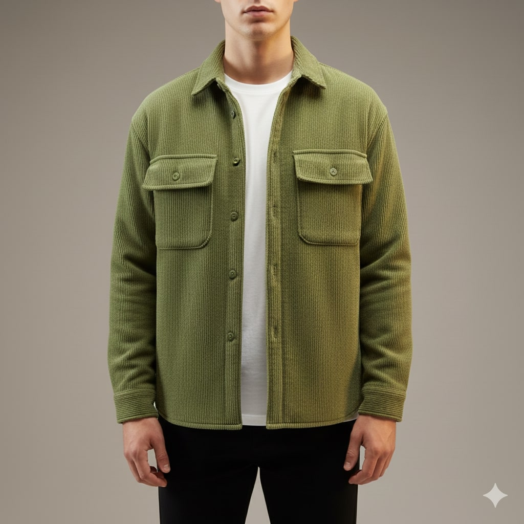 Jasper Men’s Corduroy Shirt Jacket – Sherpa-Lined Outerwear