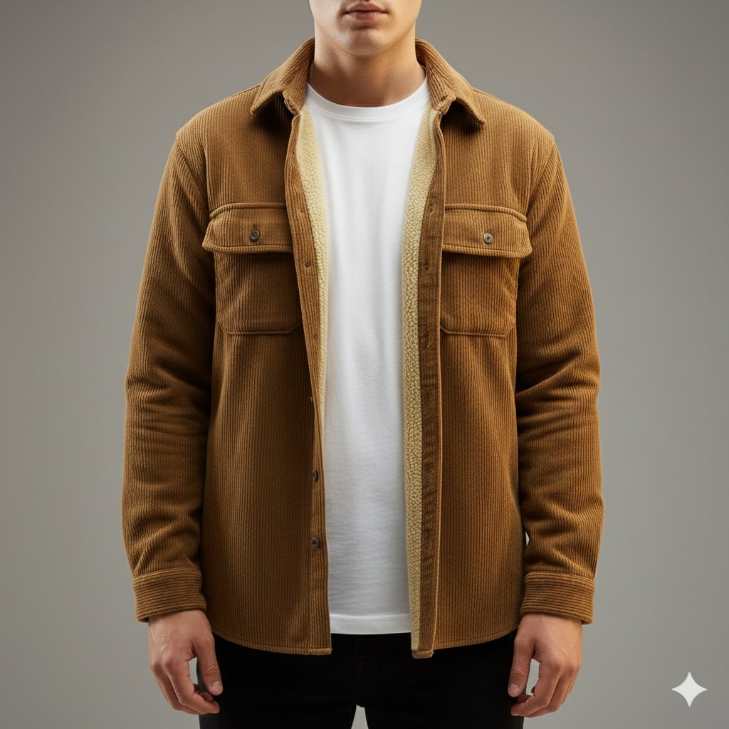 Jasper Men’s Corduroy Shirt Jacket – Sherpa-Lined Outerwear