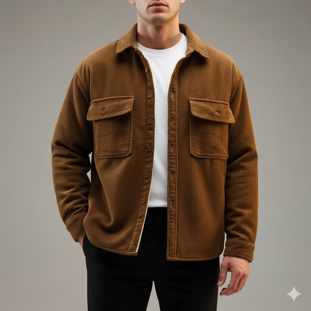 Jasper Men’s Corduroy Shirt Jacket – Sherpa-Lined Outerwear