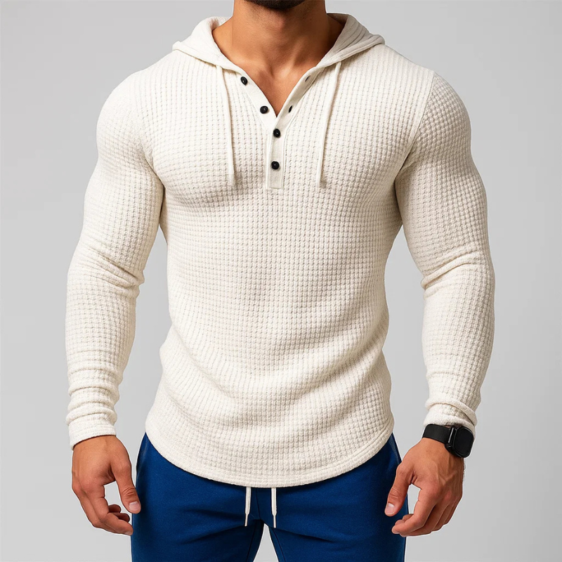 Landon Men’s Hoodie Pullover – Waffle Knit Textured Pullover
