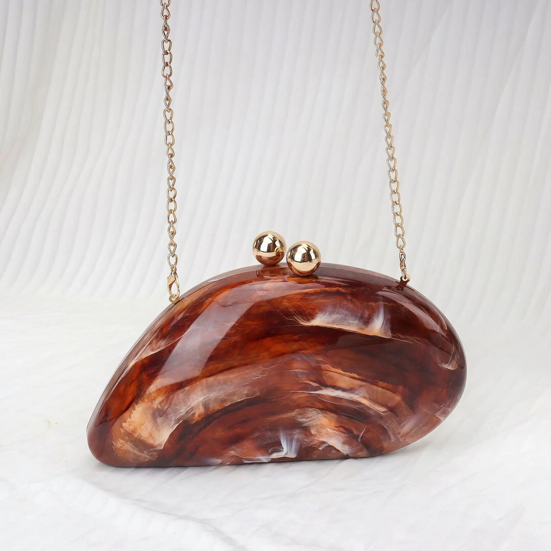 Aria Acrylic Women's Clutch Bag – Marble Finish Evening Handbag