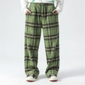 Montari Men’s Sweatpants – Plaid Cotton Wide-Leg Trousers