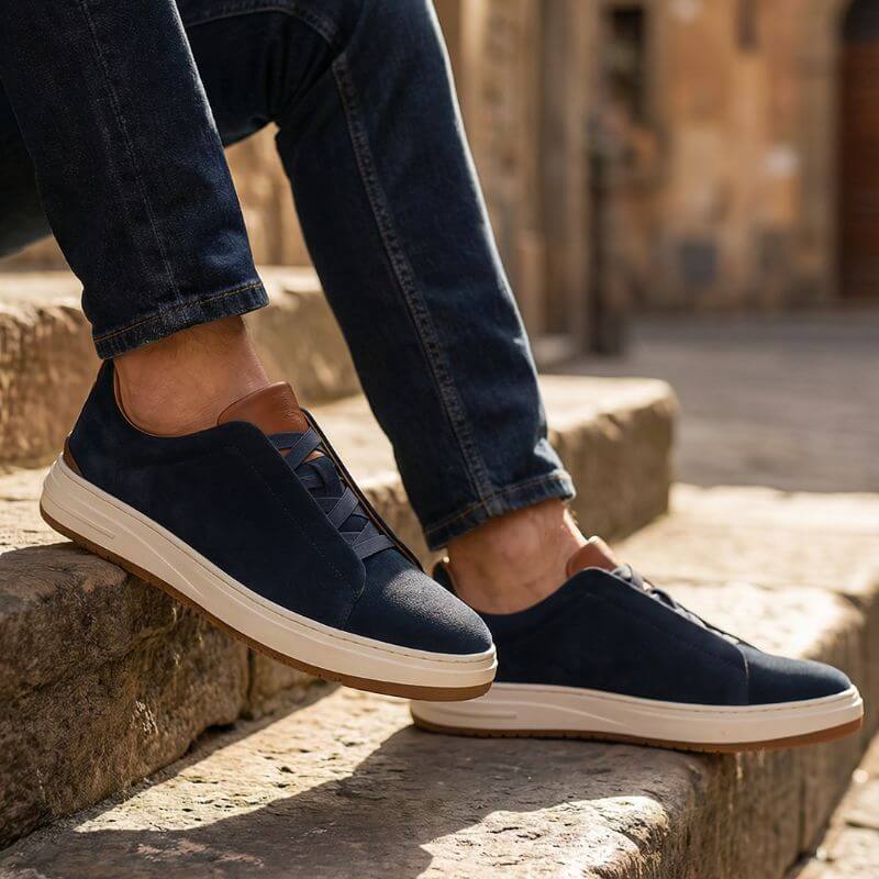 Declan Men’s Suede Slip-On Sneakers – Cowhide Leather Shoes
