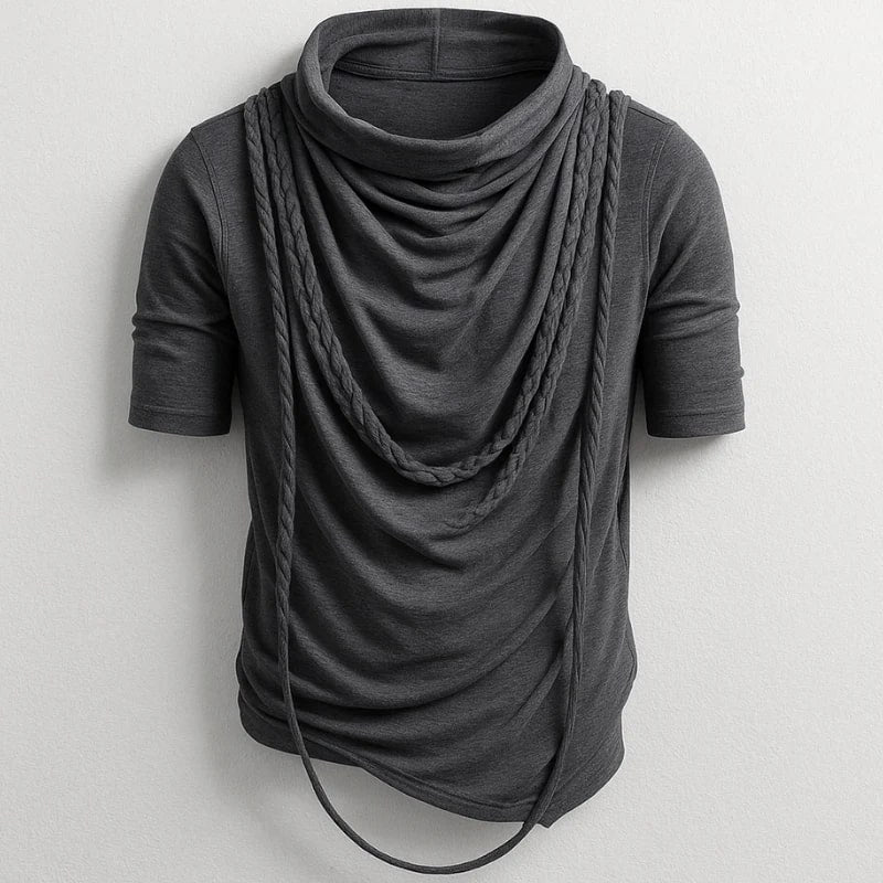 Ameer Men’s Hooded Shirt – Stretch-Knit Cotton with Asymmetrical Hem