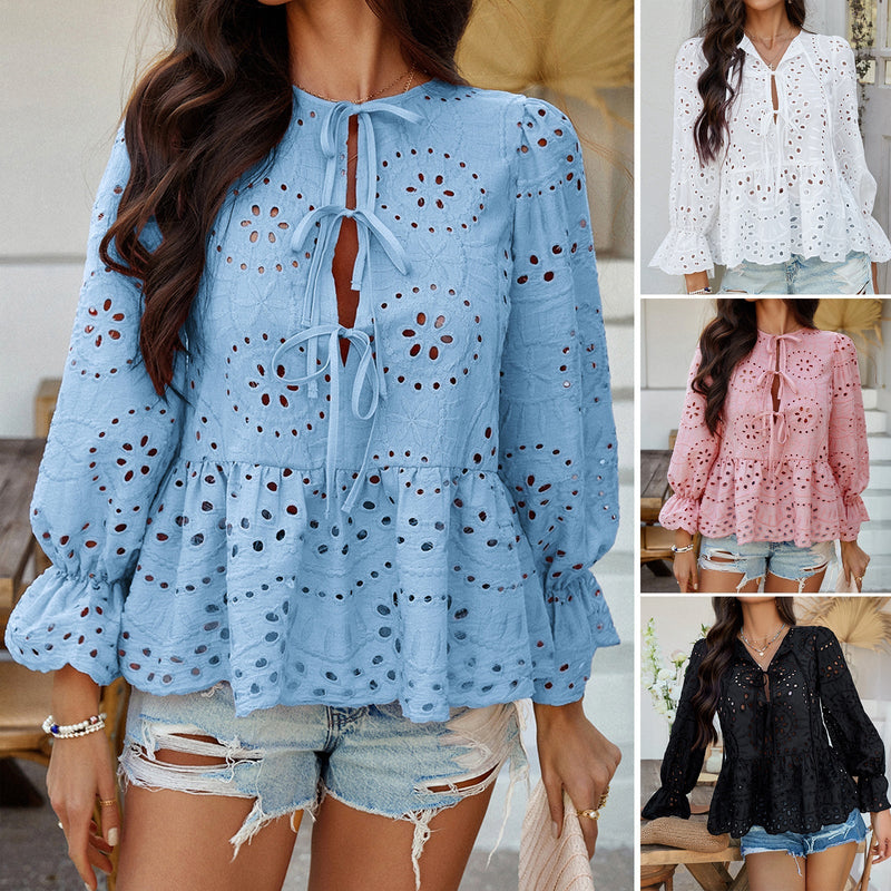 Ronan Lace Pleated Casual Boho Top