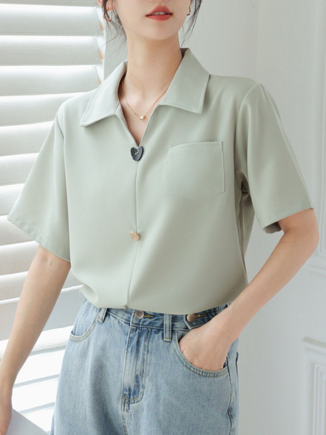 Indie Short Sleeve V-Neck Blouse