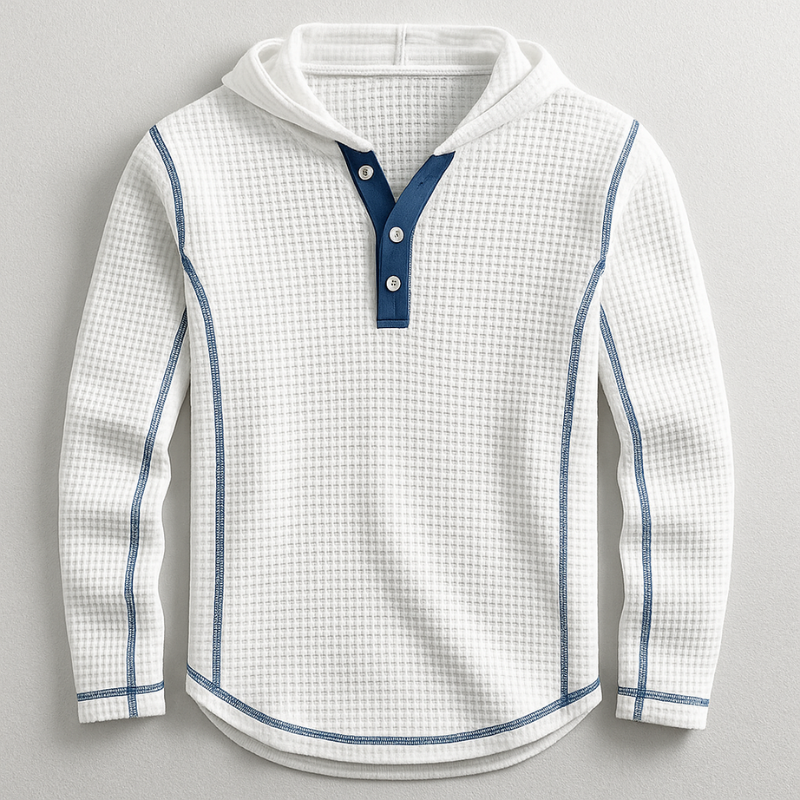 Caspian Men’s Waffle Knit Hoodie – Textured Cotton Men's Pullover