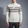 Cris Men's Christmas Sweater – Wool Knit Quarter-Zip Sweater