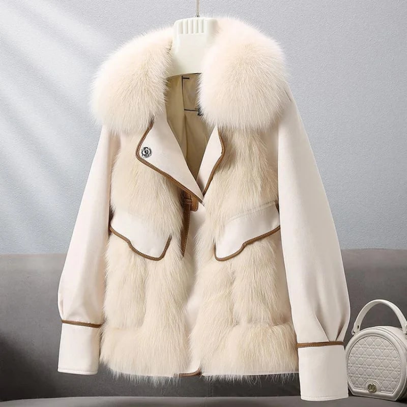 Almana Women’s Plush Fur Coat – Luxurious Winter Jacket with Toggle Closure