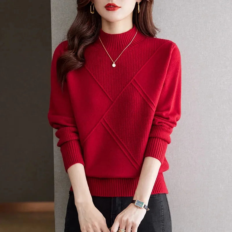Veronica Women’s Pullover Sweater – Soft Cotton Blend with Mock Neck