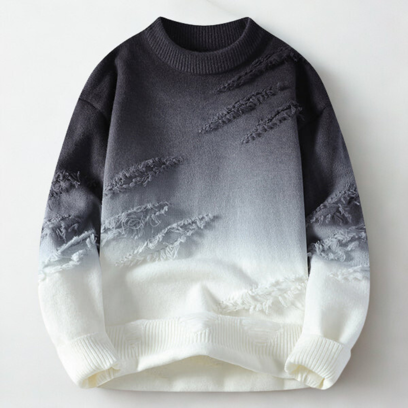 Hype Ombre Men’s Wool Sweater – Gradient Crew Neck Pullover for Fall