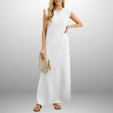 Elena Wrinkle-Free Slit Maxi Dress – Lightweight Summer Dress with Pockets & Flowing Fit