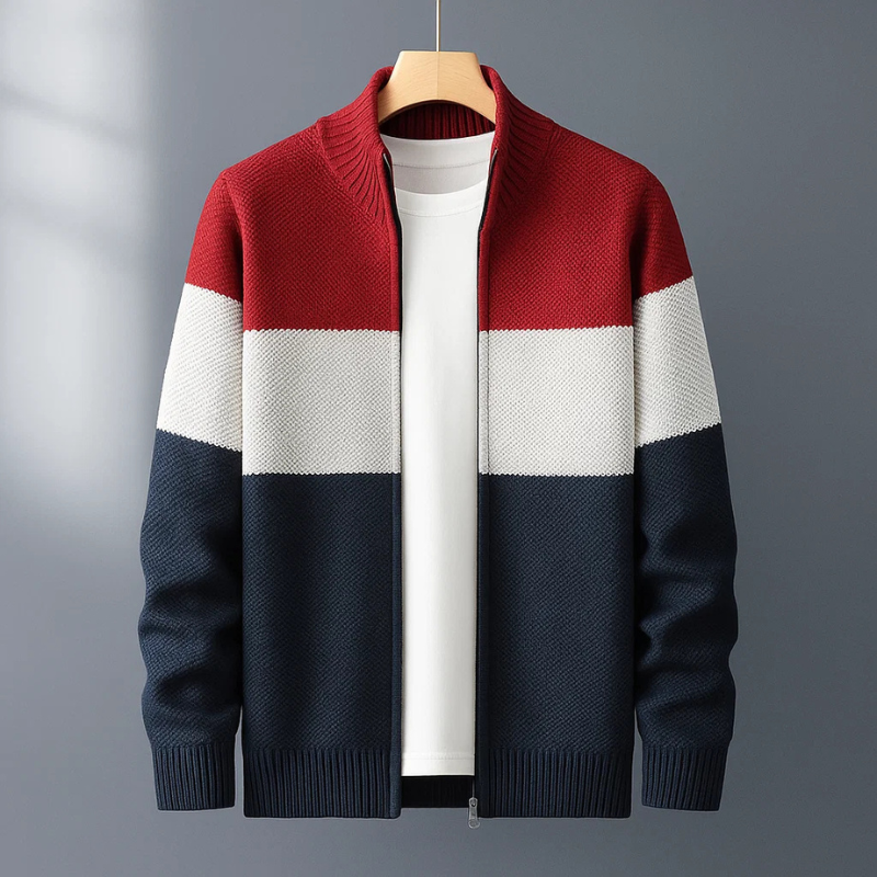 Loren Men’s Fleece Jacket – Cotton Knitted Full-Zip Jacket