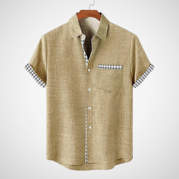 Lonel Palm Accent Short Sleeve Shirt – Breathable Summer Button-Up for Men