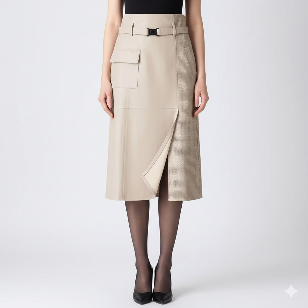 Maui Women's Leather Skirt – High-Waist Asymmetrical Leather Pencil Skirt