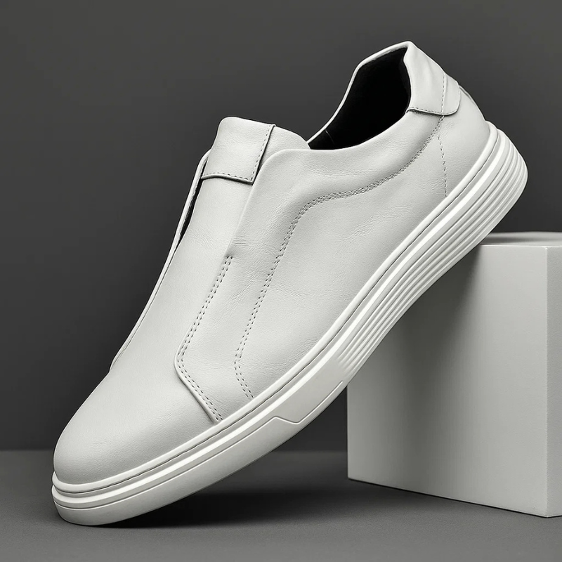 Farjan Men’s Sneakers – Lightweight Leather Slip-On Casual Shoes