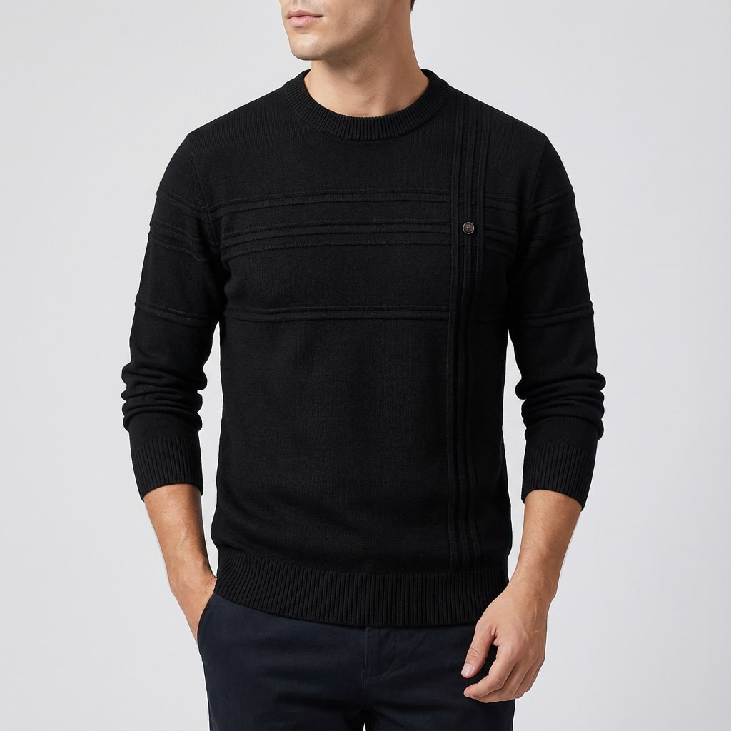 Bradford Men’s Cotton Sweater – Midweight Crew Neck Jumper with Tailored Fit