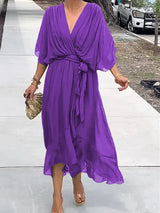 Madison V-Neck Chiffon Maxi Dress