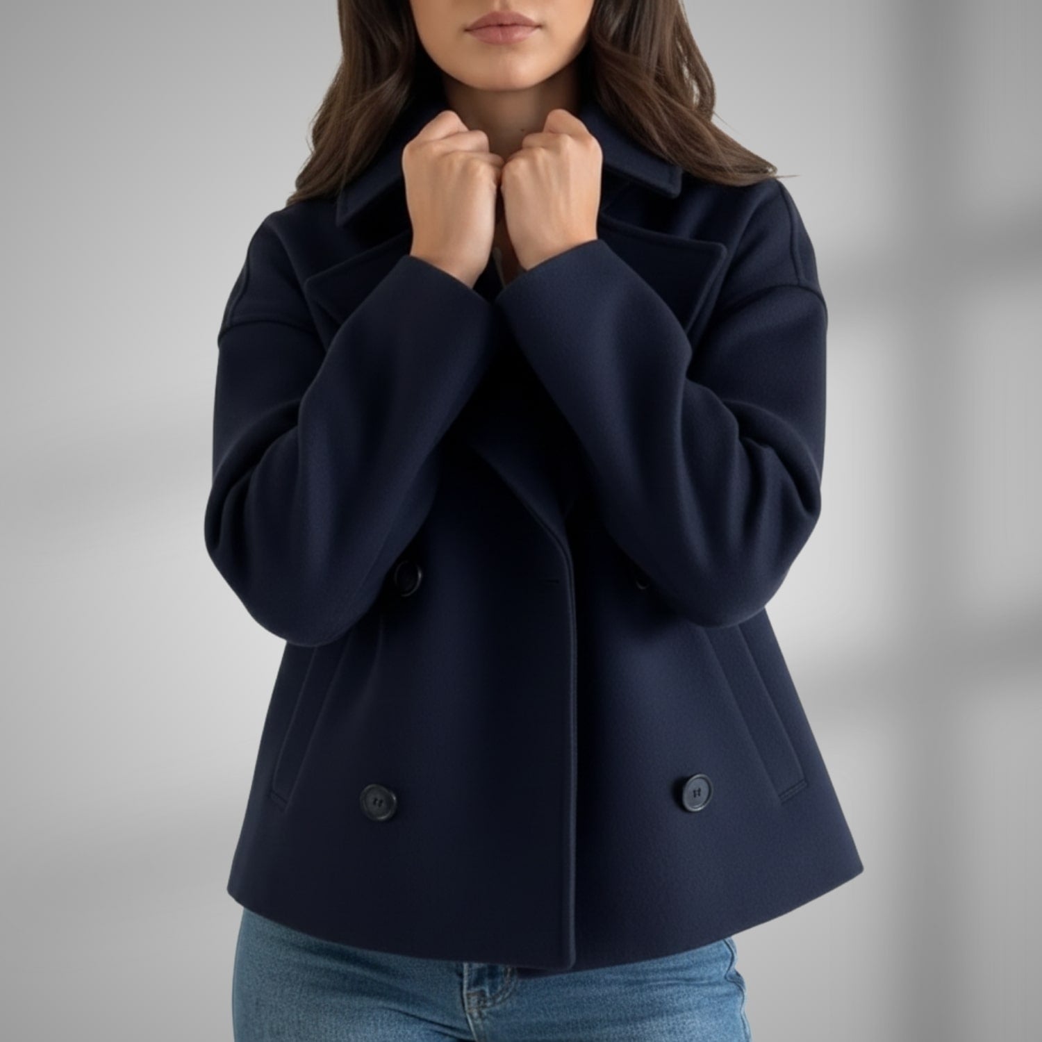 Noemi Women’s Trench Coat – Double-Breasted Cropped Cotton-Blend Jacket