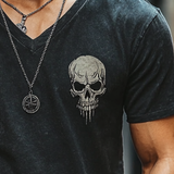 Serena Skull Print V-Neck Tee