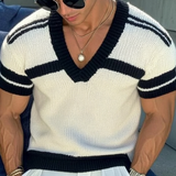 Elias Striped Jacquard V-Neck Shirt