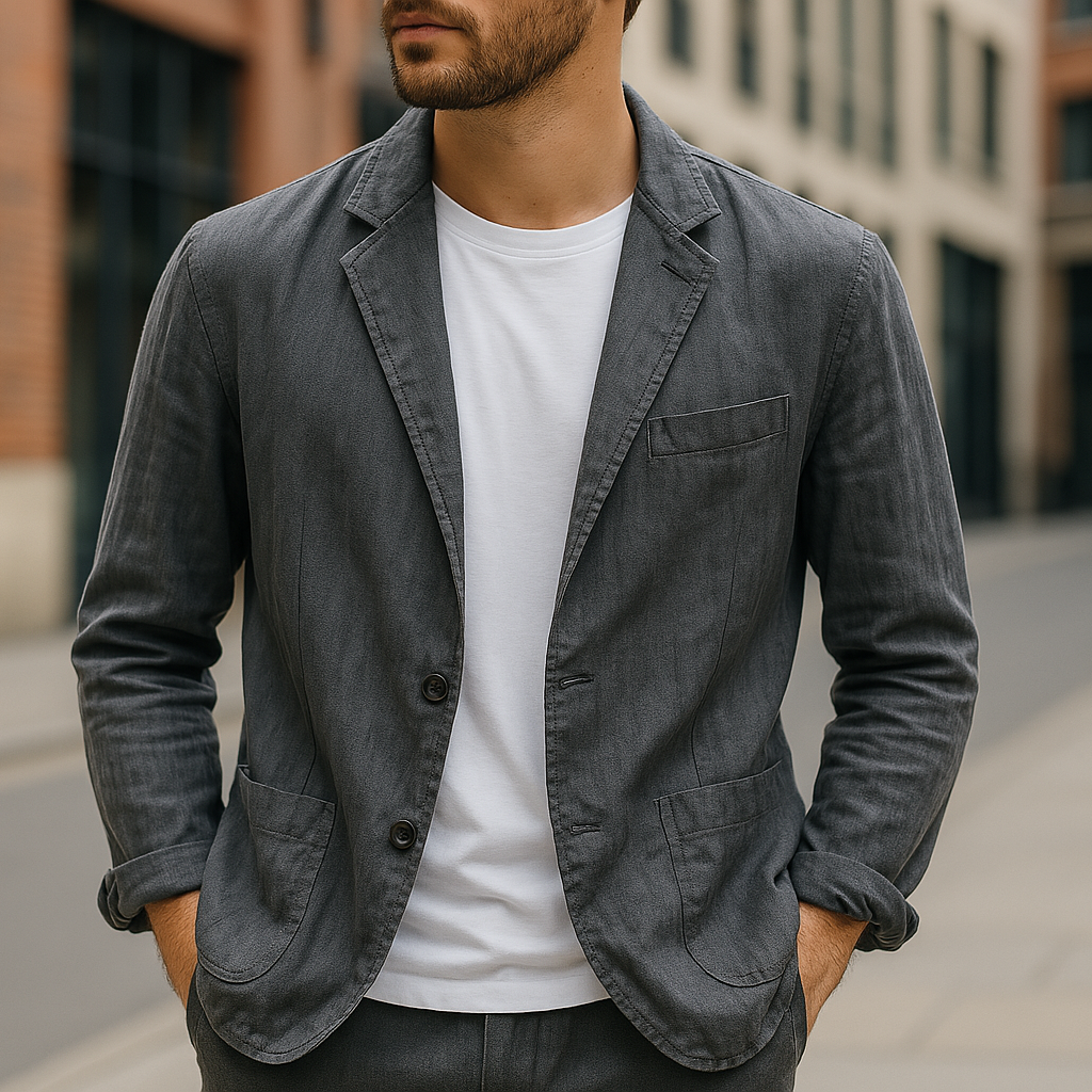 Eddie Men’s Linen Blazer – Lightweight Tailored Jacket for Summer Layering