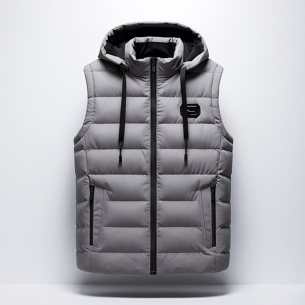 Martial Men’s Padded Hooded Vest – Lightweight Insulation with Zip Closure
