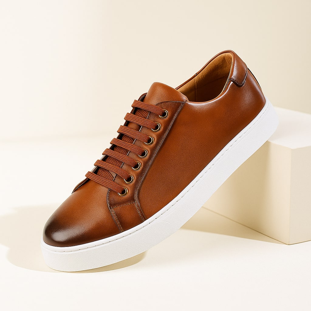 Lorenzo Men’s Leather Sneakers – Premium Comfort & Durable Grip