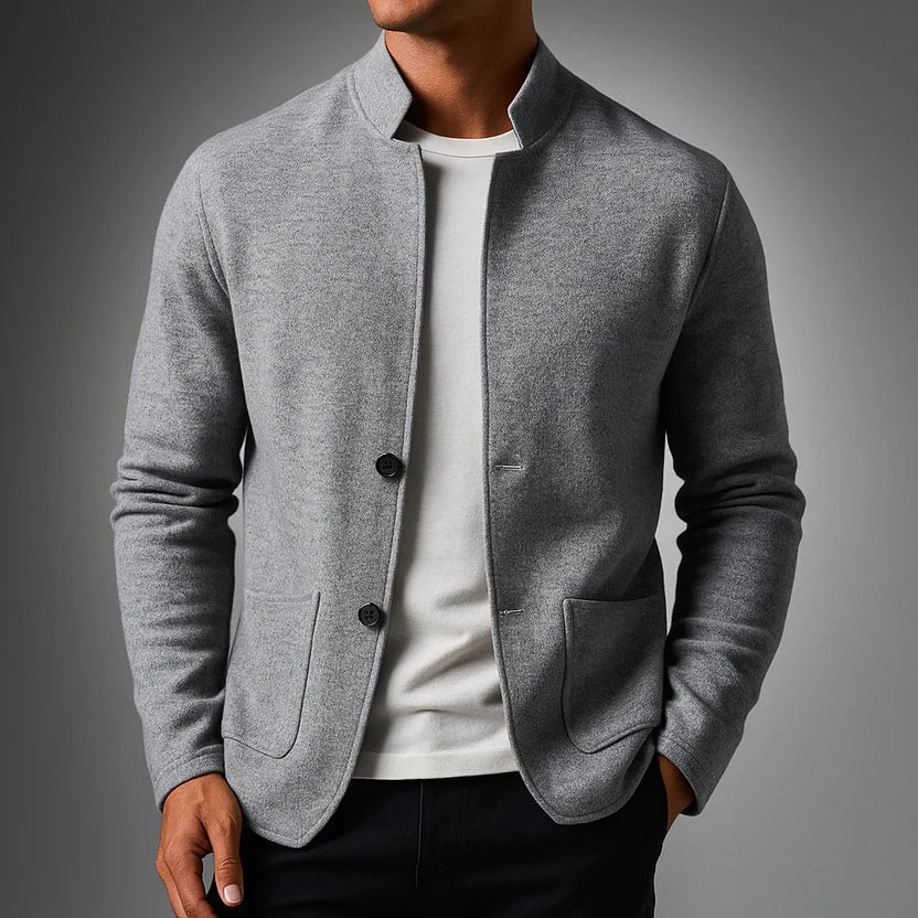 Gilbert Men’s Knit Cardigan – Italian-Style with Mandarin Collar