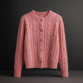 Matilda Women’s Cable Knit Cardigan – Mink Wool Blend Sweater